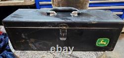 Vintage Original John Deere Tractor Tool Box Toolbox Black Metal 4020 4440 3020