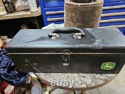 Vintage Original John Deere Tractor Tool Box Toolbox Black Metal 4020 4440 3020